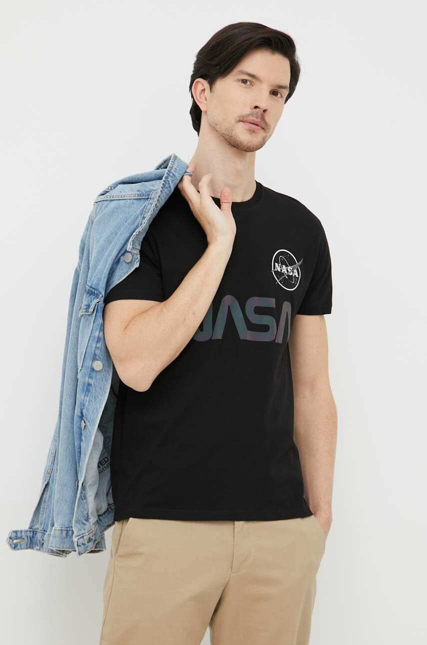 Alpha Industries tricou din bumbac culoarea negru cu imprimeu 178501RR.03-Black - Pled.ro