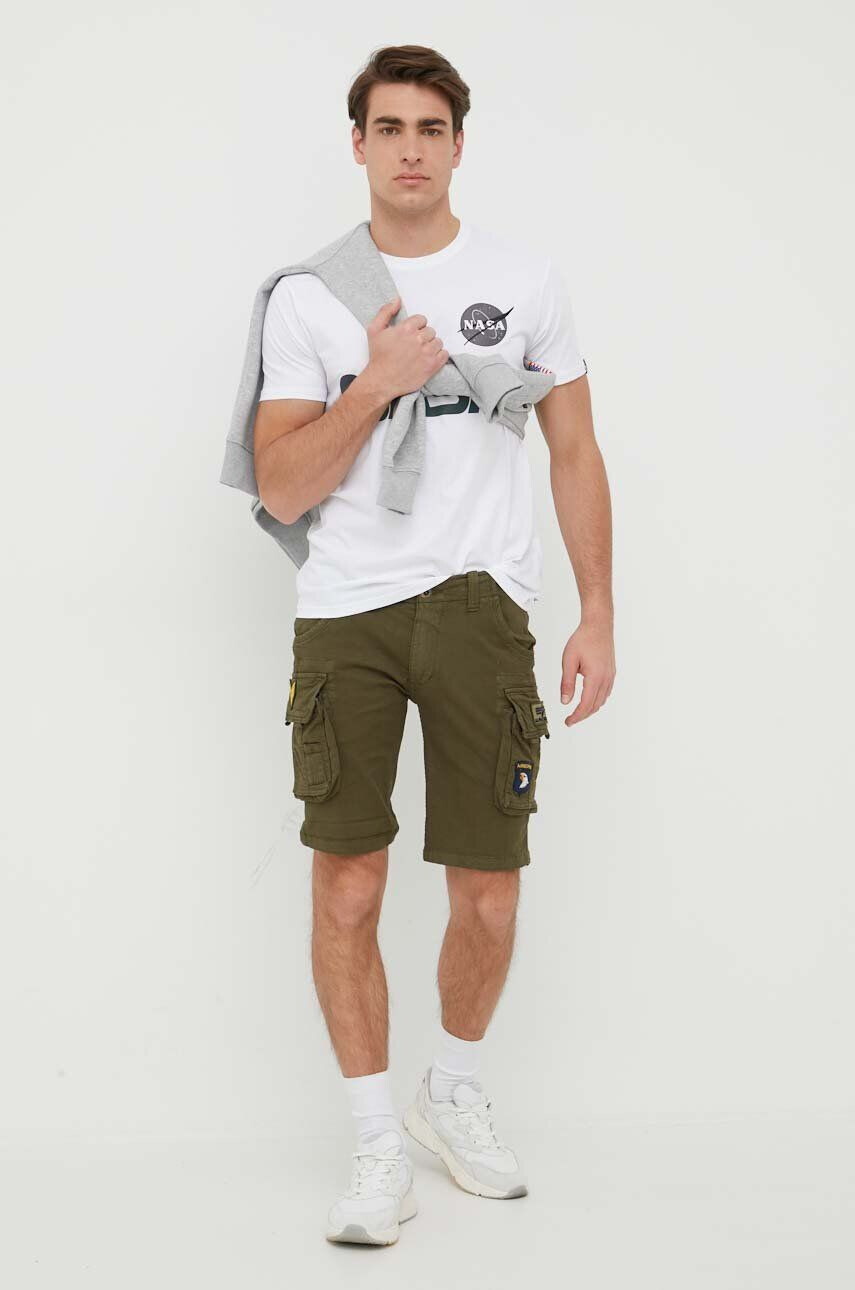 Alpha Industries tricou din bumbac culoarea alb cu imprimeu 178501RR.09-White - Pled.ro