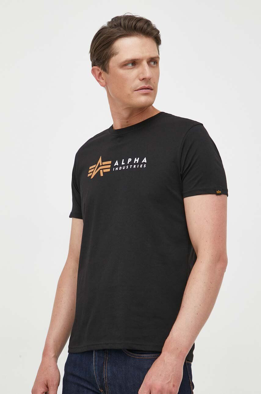 Alpha Industries tricou din bumbac Koszulka Alpha Label T 118502 03 culoarea negru cu imprimeu 118502.03-black - Pled.ro