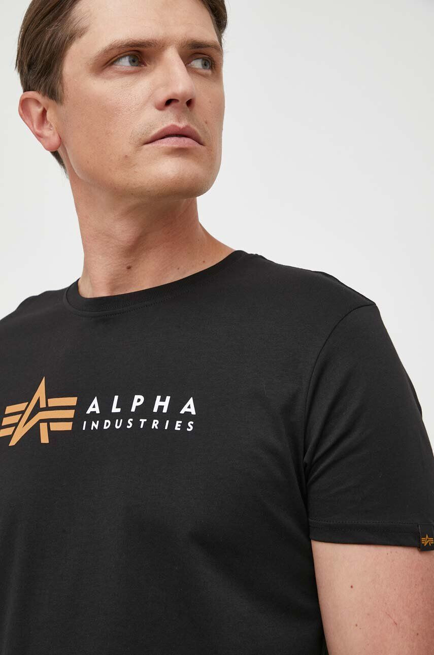 Alpha Industries tricou din bumbac Koszulka Alpha Label T 118502 03 culoarea negru cu imprimeu 118502.03-black - Pled.ro