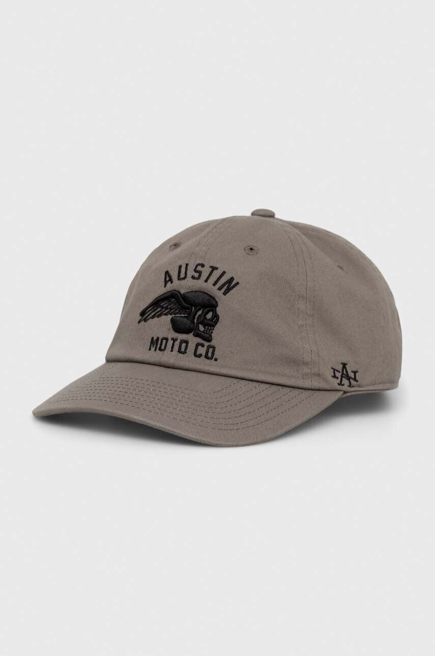 American Needle șapcă de baseball din bumbac Austin Moto culoarea gri cu imprimeu - Pled.ro