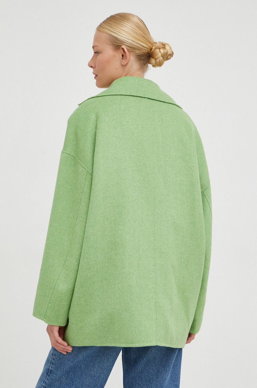 American Vintage palton de lana culoarea verde de tranzitie oversize - Pled.ro