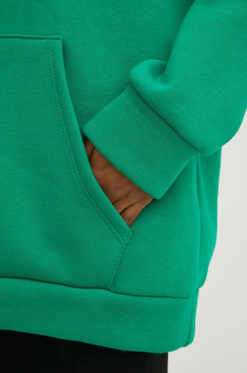 Answear Lab bluza femei culoarea verde cu glugă neted - Pled.ro