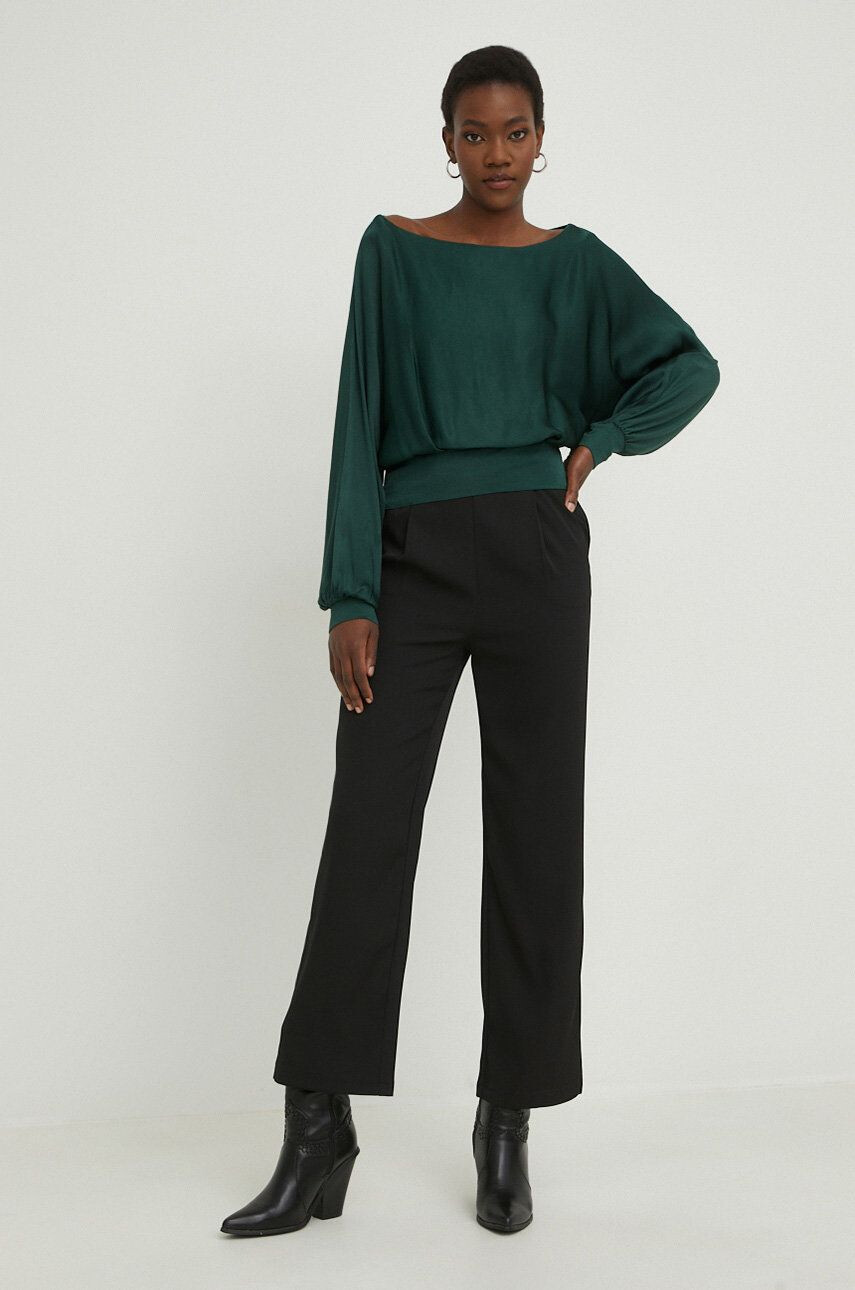 Answear Lab bluza femei culoarea verde neted - Pled.ro