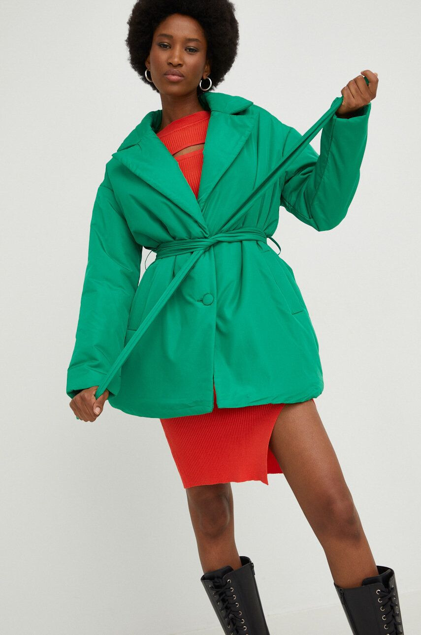 Answear Lab geaca femei culoarea verde de tranzitie oversize - Pled.ro