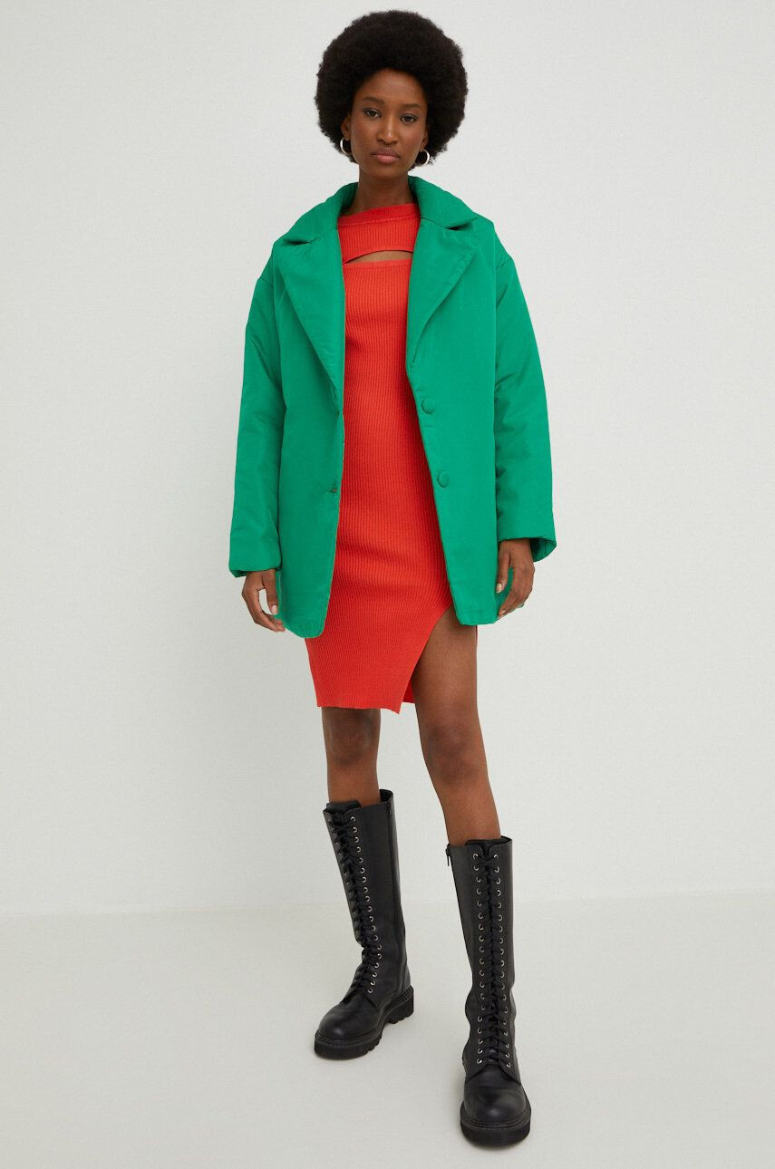 Answear Lab geaca femei culoarea verde de tranzitie oversize - Pled.ro