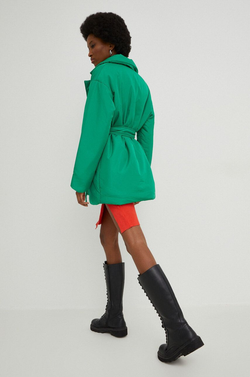 Answear Lab geaca femei culoarea verde de tranzitie oversize - Pled.ro