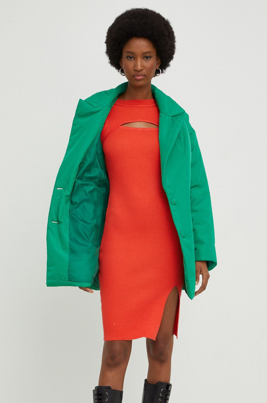 Answear Lab geaca femei culoarea verde de tranzitie oversize - Pled.ro