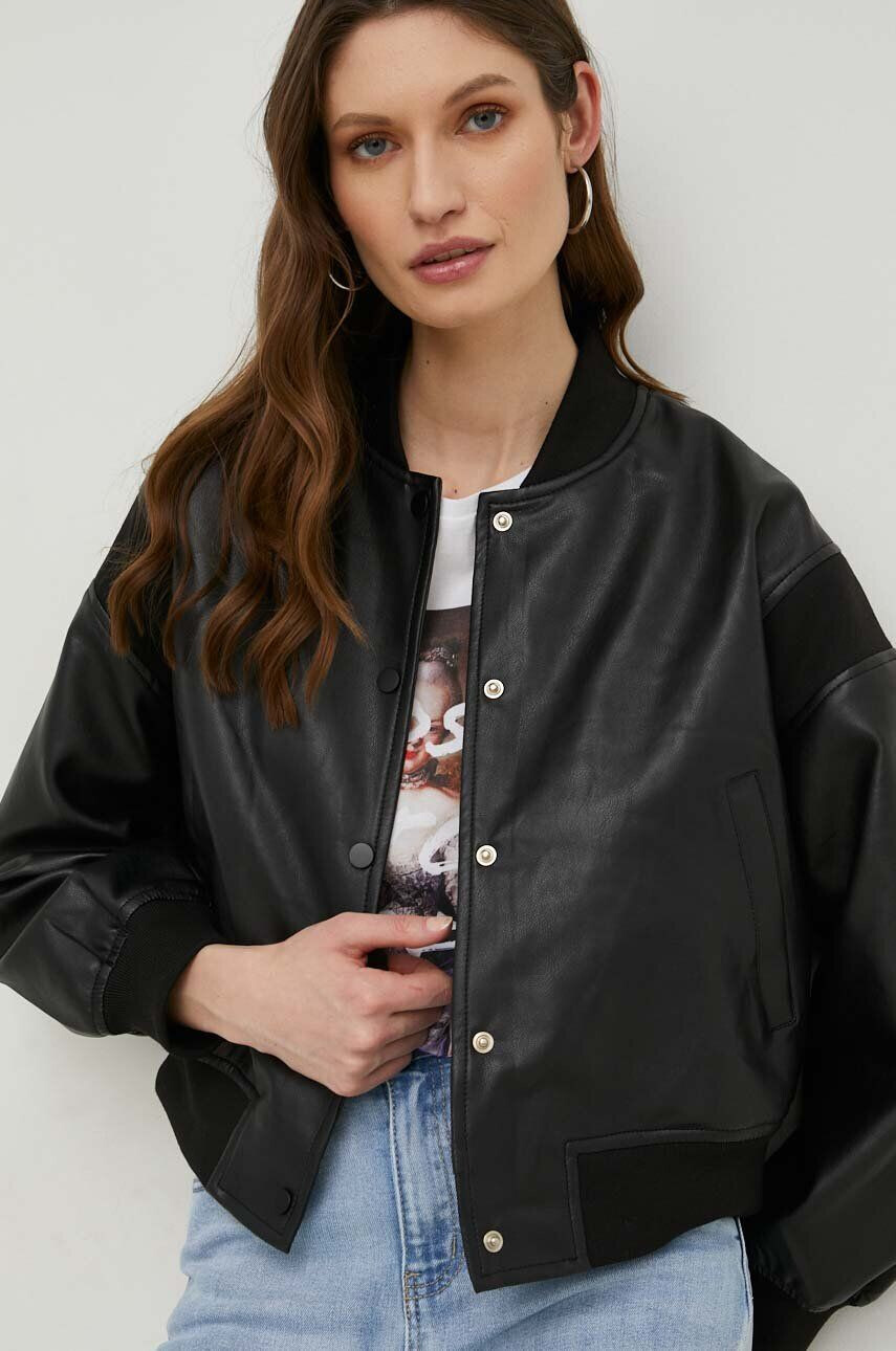 Answear Lab geaca bomber femei culoarea negru de tranzitie oversize - Pled.ro