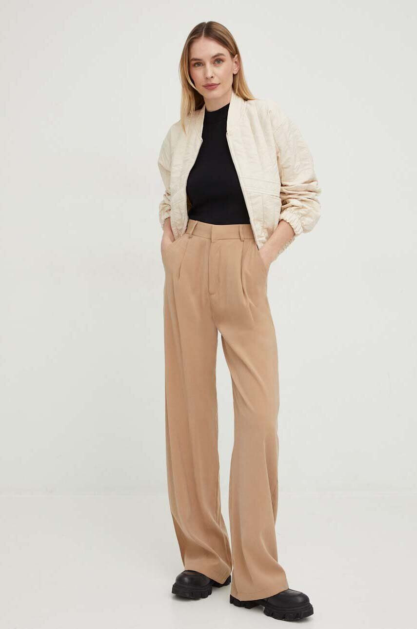 Answear Lab geaca bomber femei culoarea bej de tranzitie oversize - Pled.ro