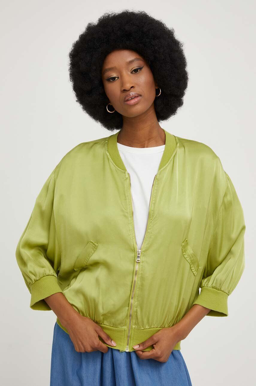 Answear Lab geaca bomber femei culoarea verde de tranzitie - Pled.ro