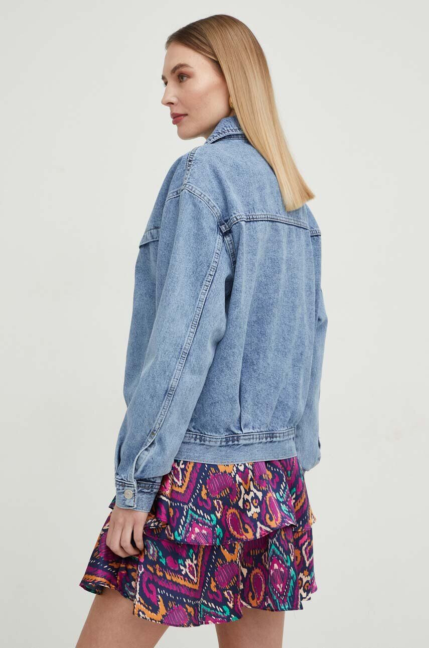 Answear Lab geaca jeans femei culoarea alb de tranzitie oversize - Pled.ro