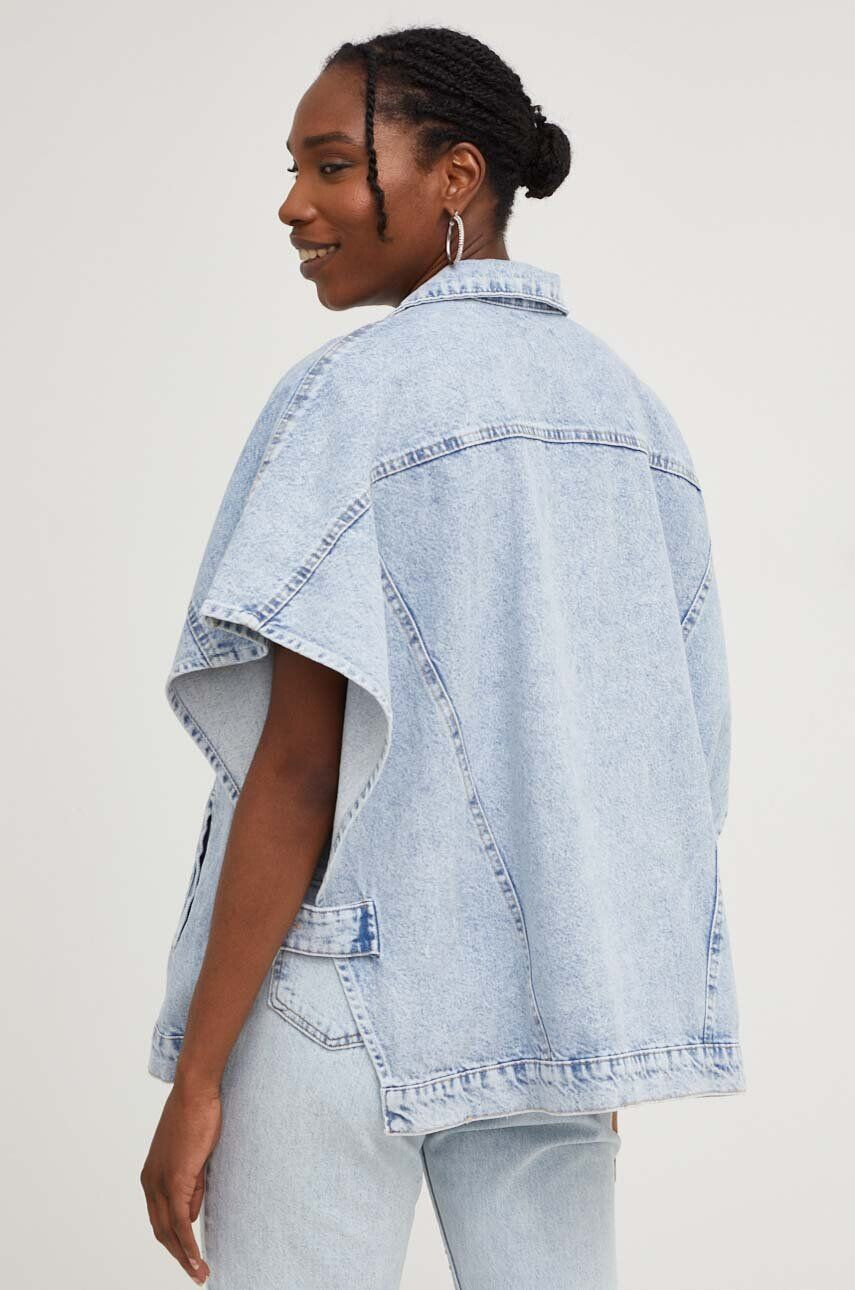 Answear Lab geaca jeans femei culoarea alb de tranzitie oversize - Pled.ro