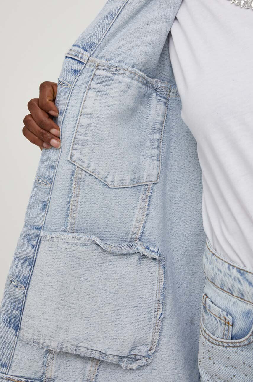 Answear Lab geaca jeans femei culoarea alb de tranzitie oversize - Pled.ro