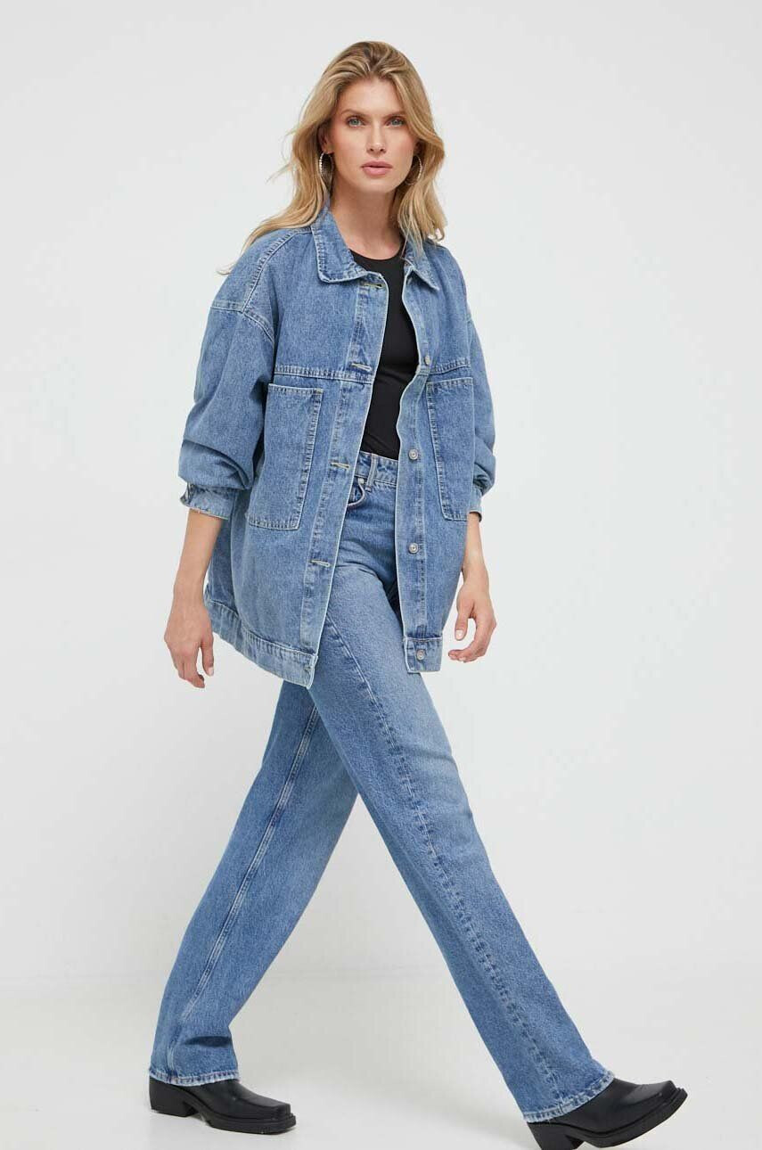 Answear Lab geaca jeans Premium Jeans femei de tranzitie oversize - Pled.ro