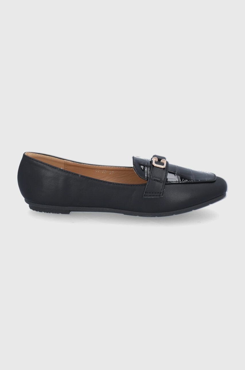 Answear Lab Mocasini femei culoarea negru cu toc plat - Pled.ro