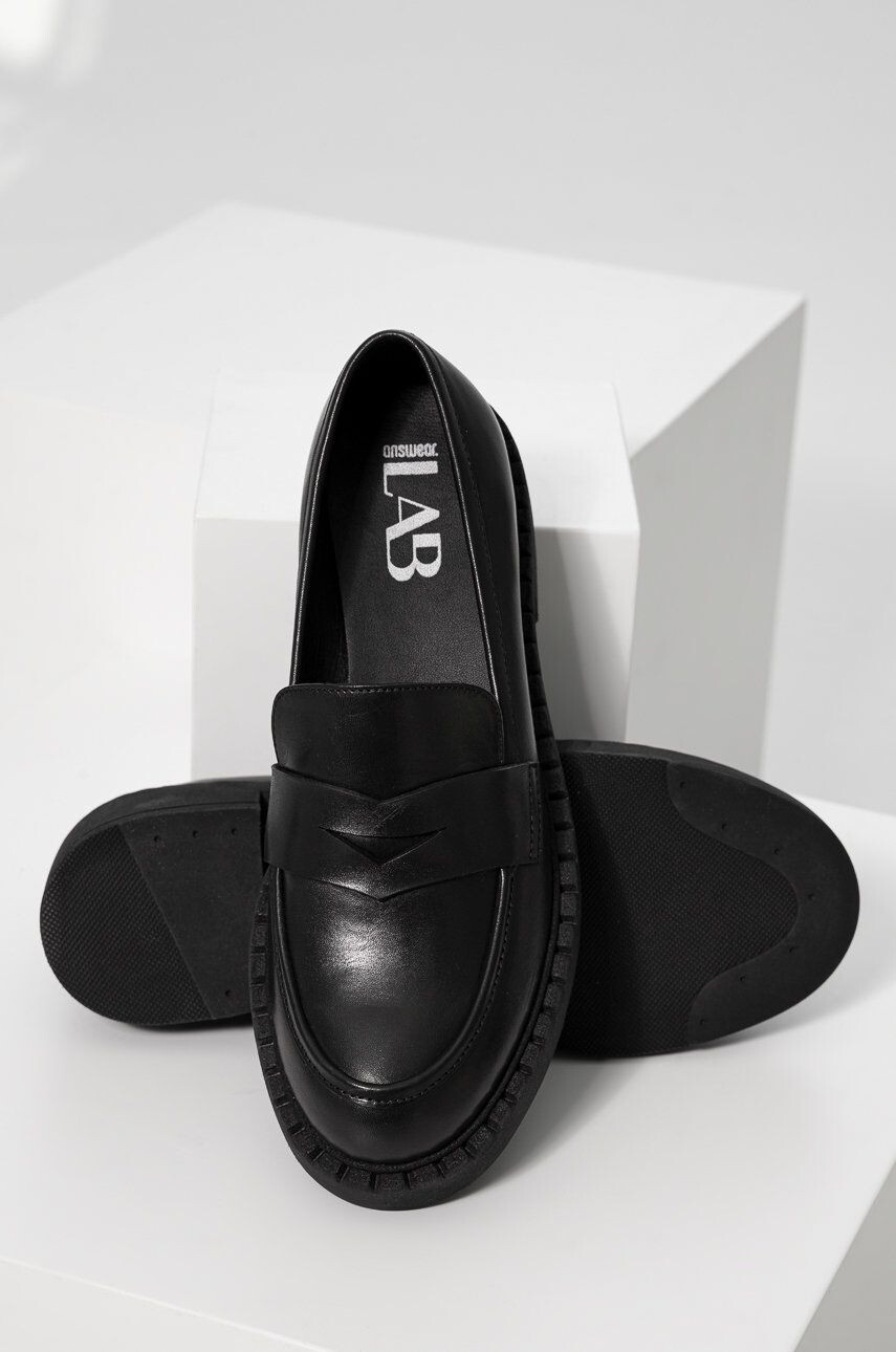 Answear Lab mocasini de piele femei culoarea negru cu platforma - Pled.ro