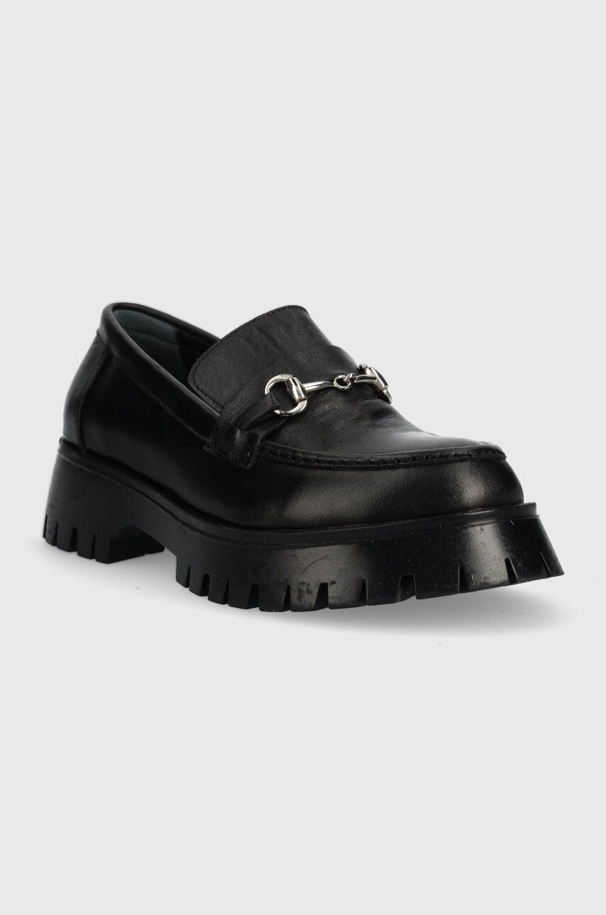 Answear Lab mocasini de piele femei culoarea negru cu platforma - Pled.ro