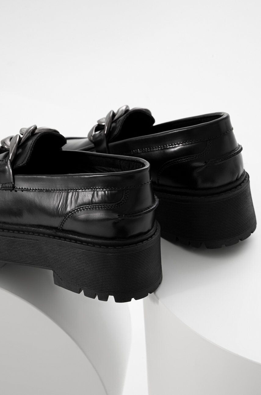 Answear Lab mocasini de piele femei culoarea negru cu platforma - Pled.ro