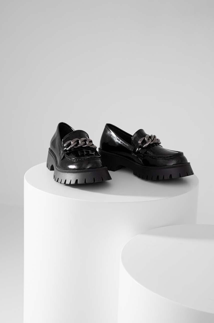 Answear Lab mocasini de piele x colecția limitată SISTERHOOD femei culoarea negru cu platforma - Pled.ro