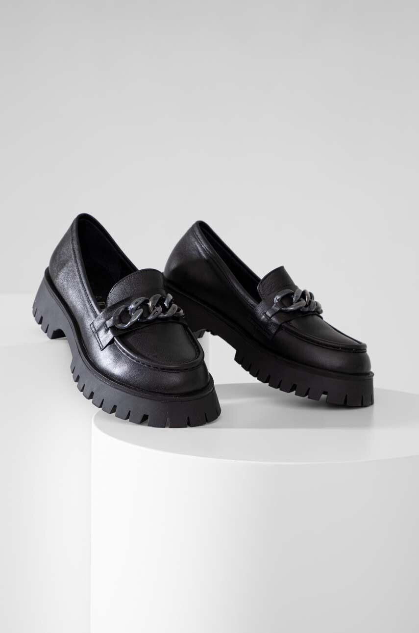 Answear Lab mocasini de piele femei culoarea negru cu platforma - Pled.ro