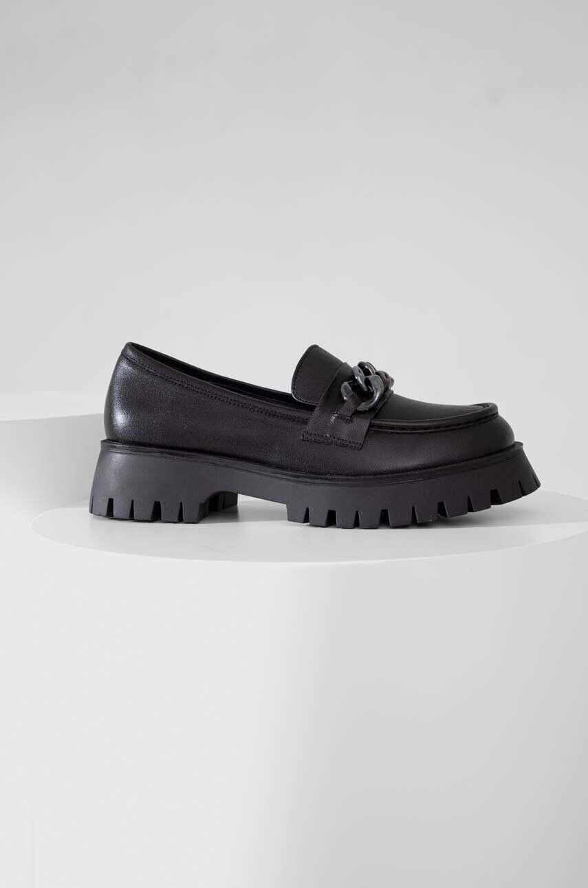 Answear Lab mocasini de piele femei culoarea negru cu platforma - Pled.ro