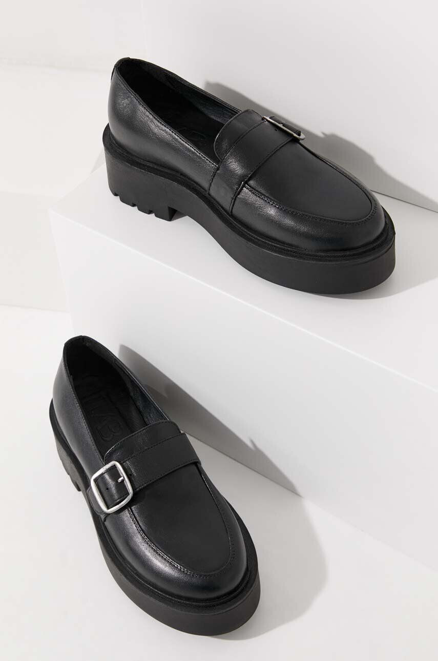 Answear Lab mocasini de piele femei culoarea negru cu platforma - Pled.ro