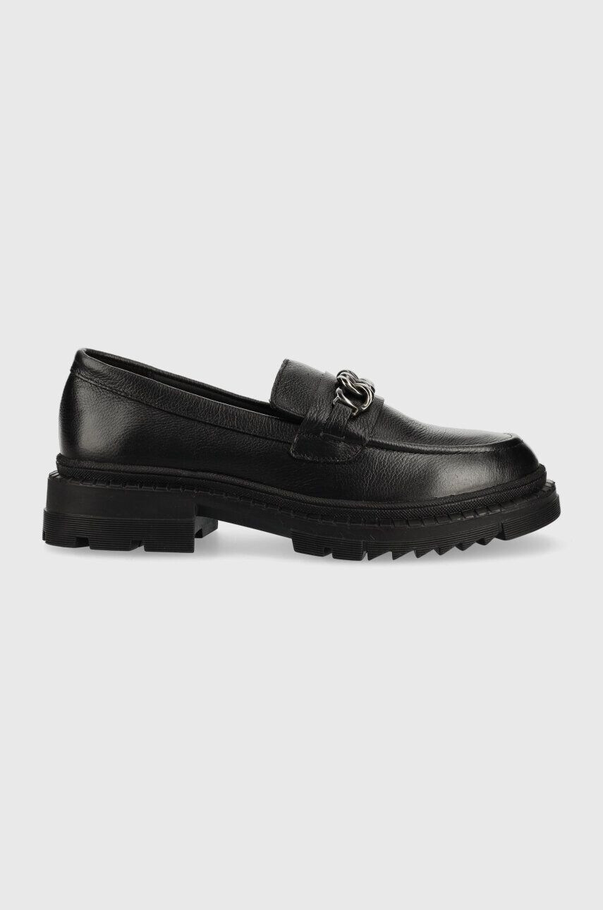 Answear Lab mocasini de piele femei culoarea negru cu toc plat - Pled.ro