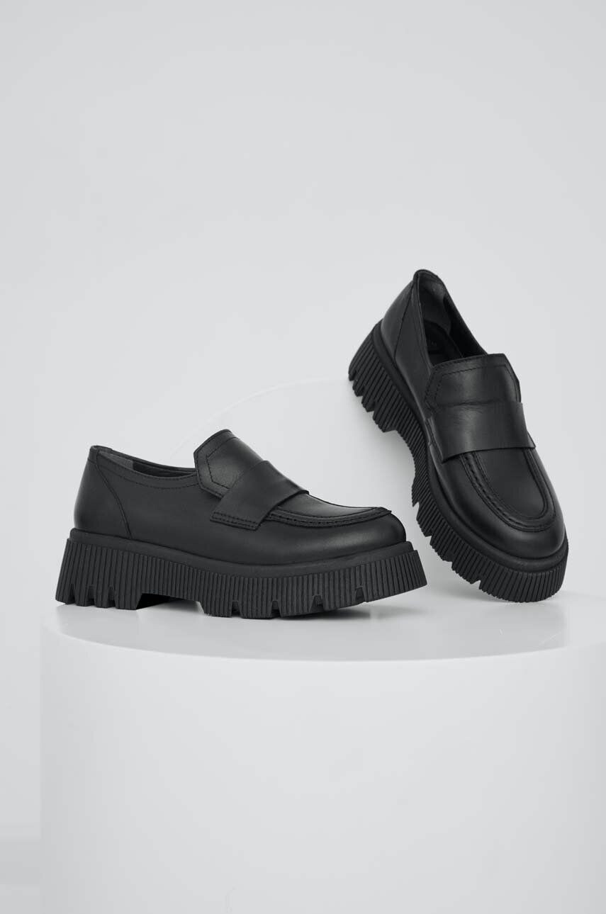 Answear Lab mocasini de piele femei culoarea negru cu platforma - Pled.ro