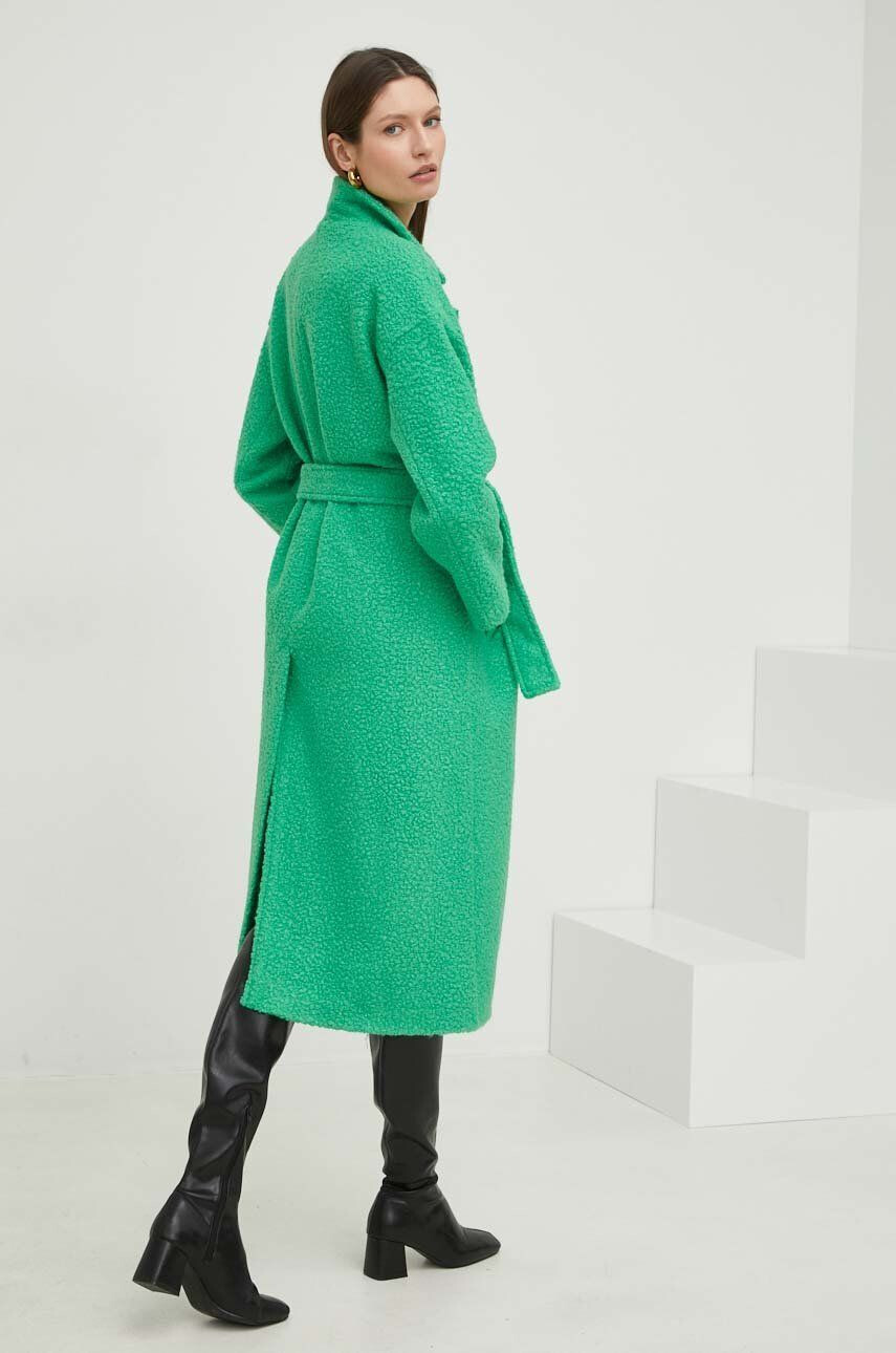 Answear Lab palton de lana culoarea verde de tranzitie oversize - Pled.ro