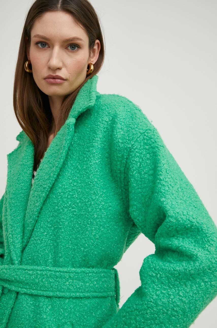 Answear Lab palton de lana culoarea verde de tranzitie oversize - Pled.ro