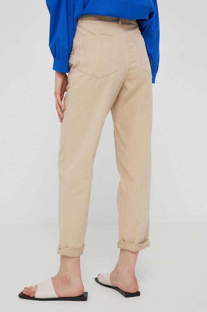 Answear Lab pantaloni femei culoarea bej lat high waist - Pled.ro