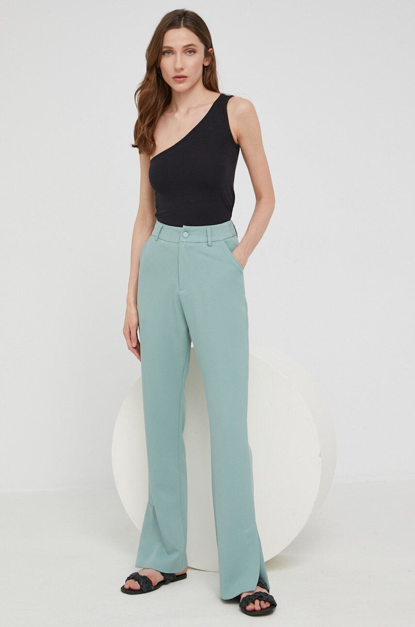 Answear Lab pantaloni femei culoarea verde drept high waist - Pled.ro