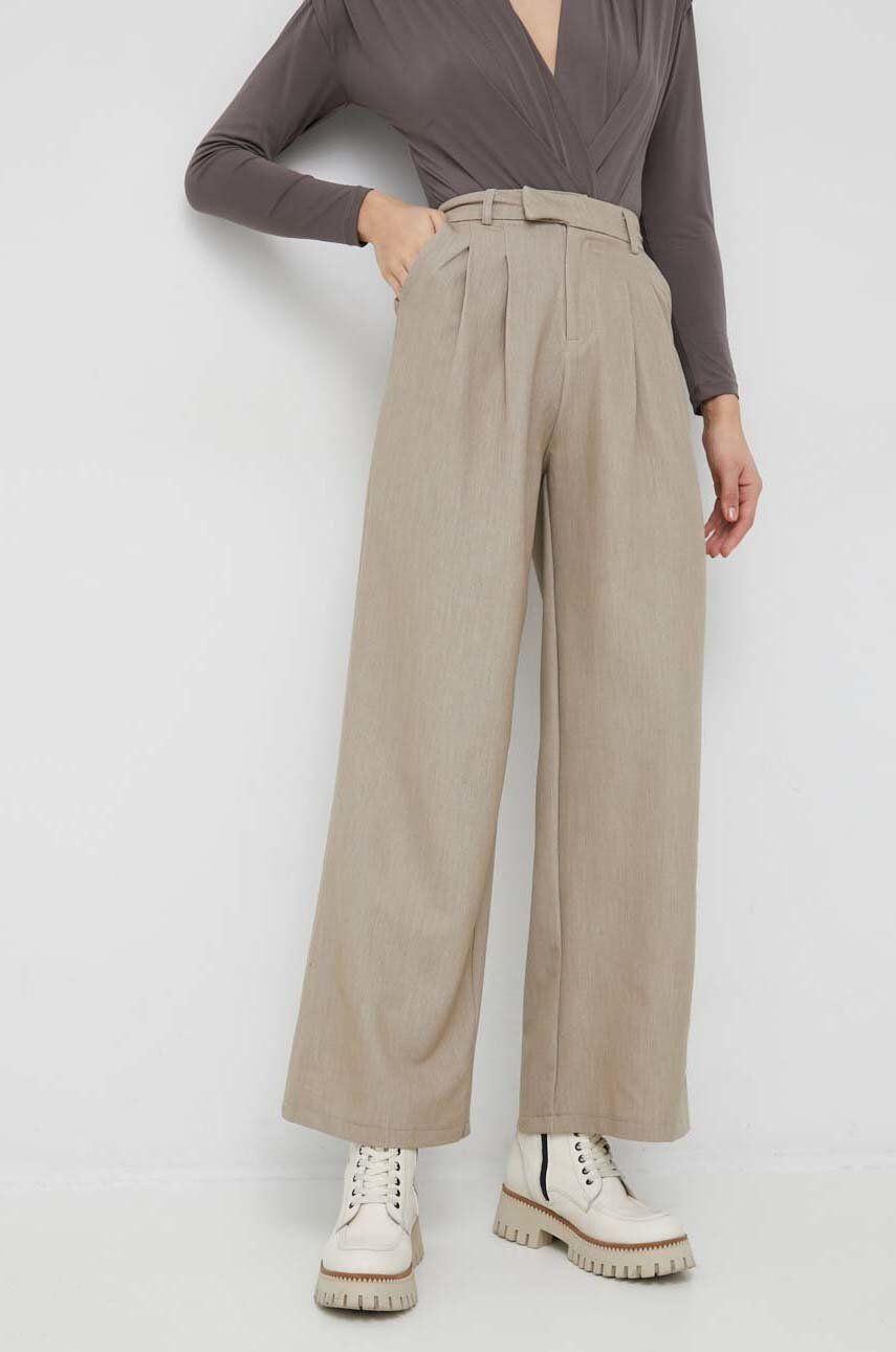 Answear Lab pantaloni femei culoarea bej drept high waist - Pled.ro