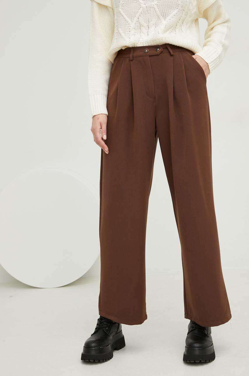 Answear Lab pantaloni femei culoarea maro lat high waist - Pled.ro