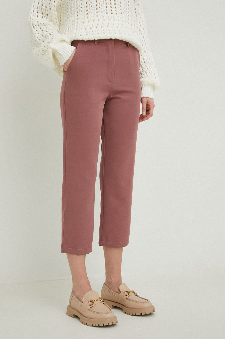 Answear Lab pantaloni femei culoarea roz drept high waist - Pled.ro