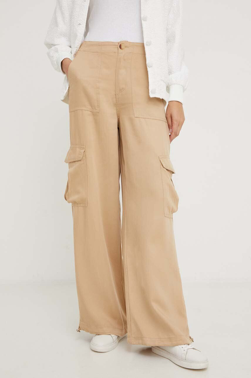 Answear Lab pantaloni femei culoarea maro lat high waist - Pled.ro