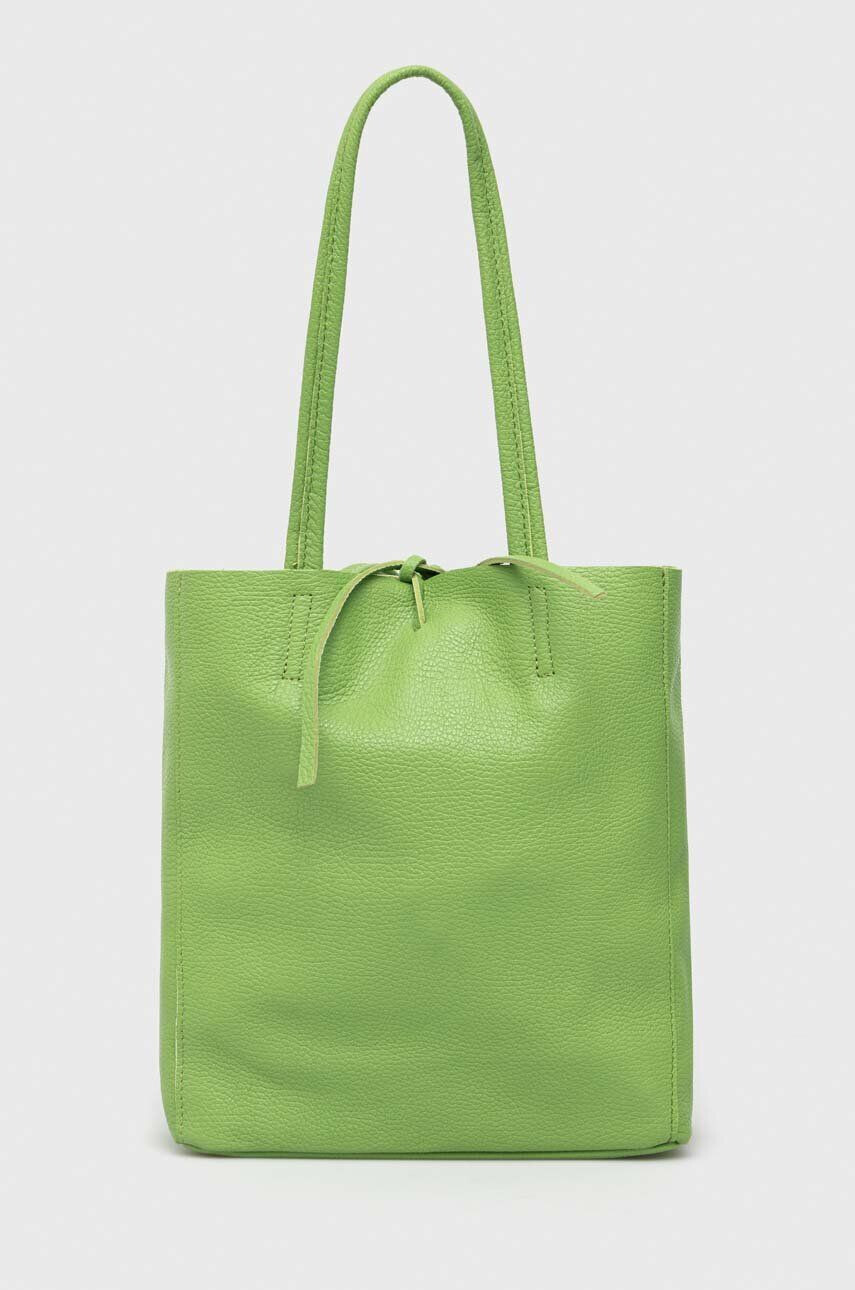 Answear Lab poseta de piele culoarea verde - Pled.ro