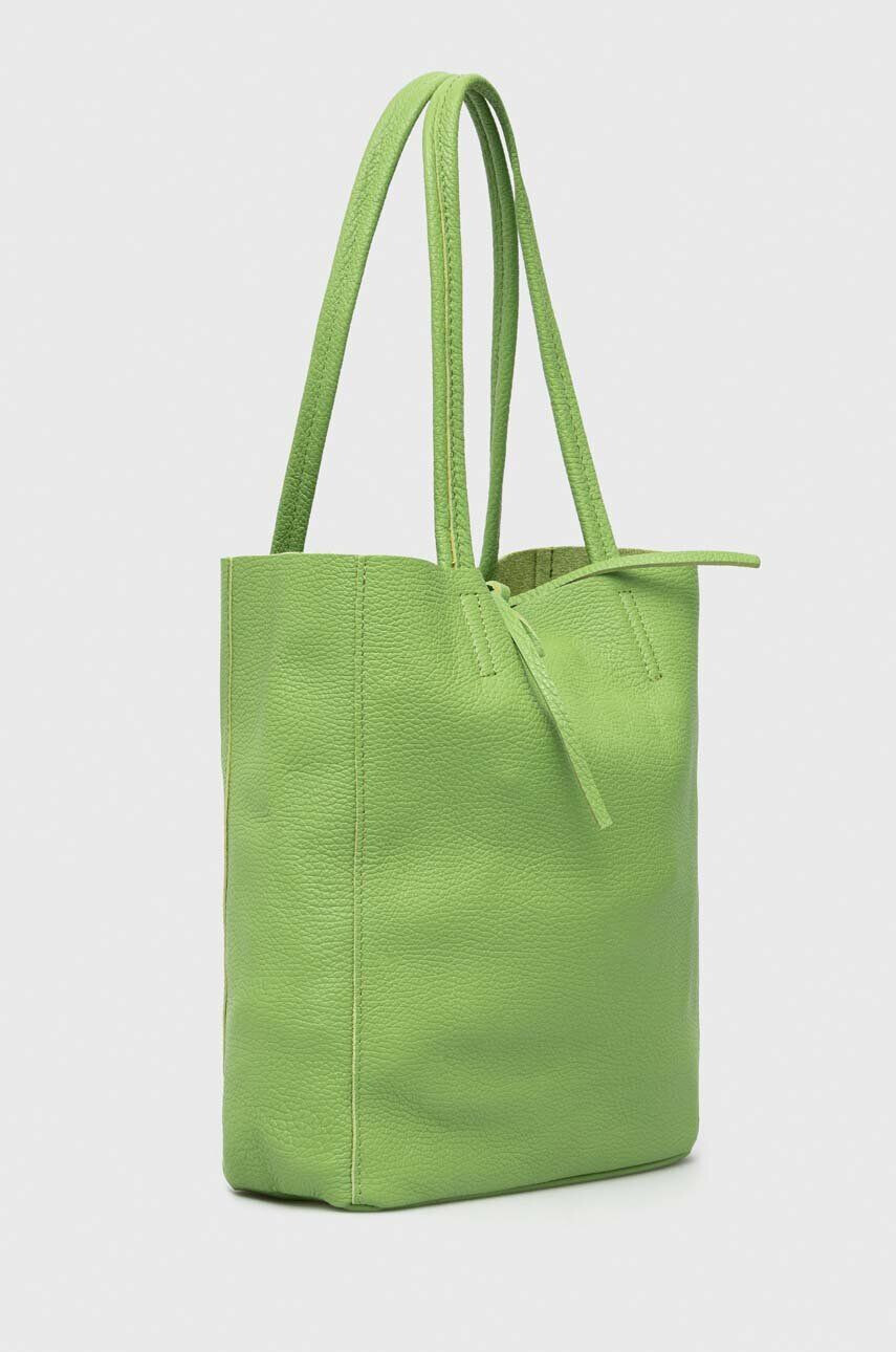 Answear Lab poseta de piele culoarea verde - Pled.ro