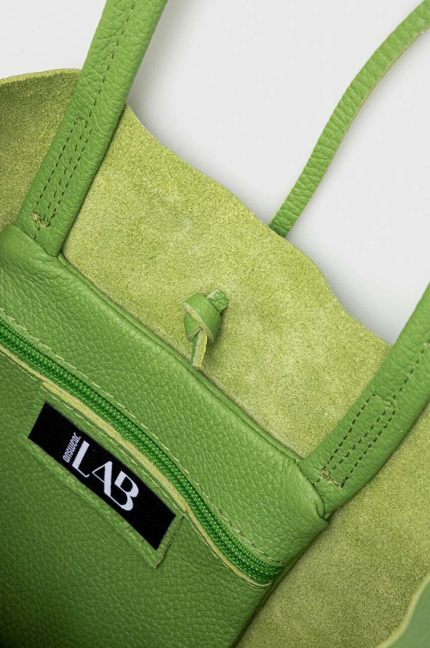 Answear Lab poseta de piele culoarea verde - Pled.ro