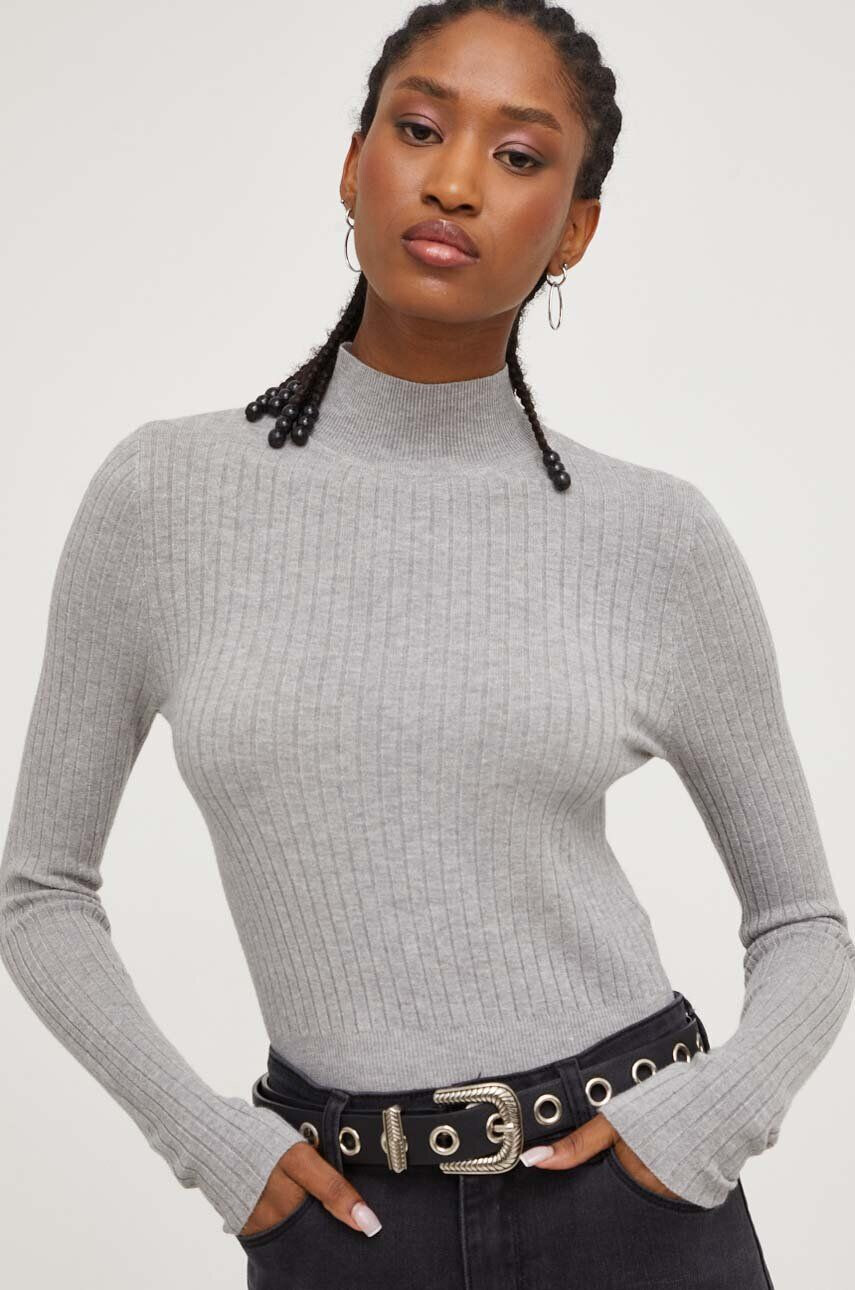 Answear Lab pulover femei culoarea gri light cu turtleneck - Pled.ro