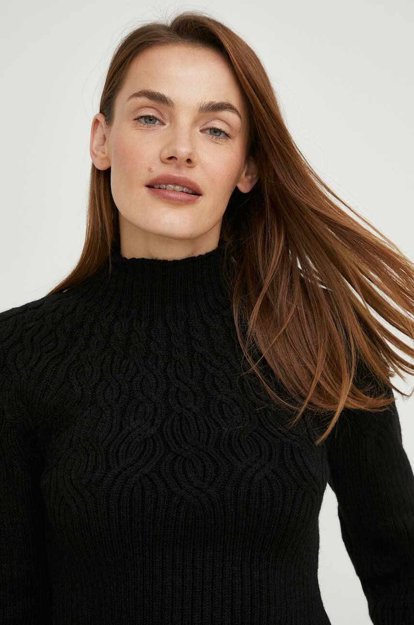 Answear Lab pulover de lana femei culoarea negru light cu turtleneck - Pled.ro