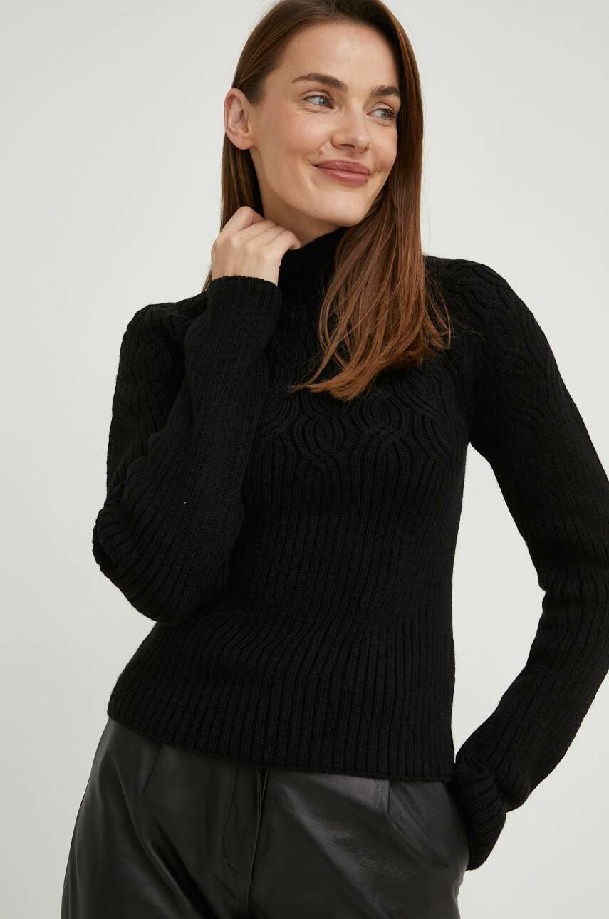 Answear Lab pulover de lana femei culoarea negru light cu turtleneck - Pled.ro