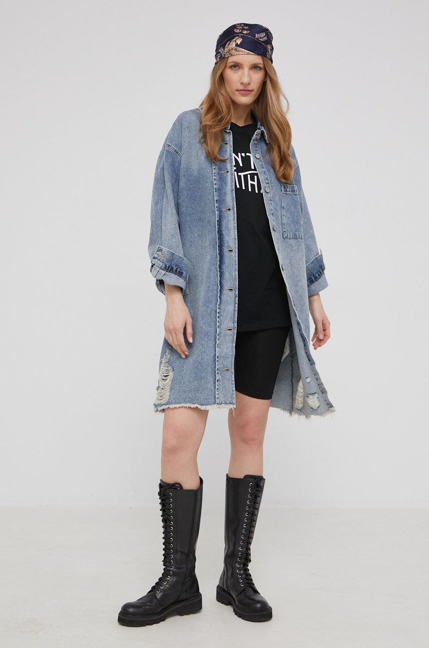 Answear Lab X limited festival collection BE BRAVE geaca jeans femei de tranzitie oversize - Pled.ro