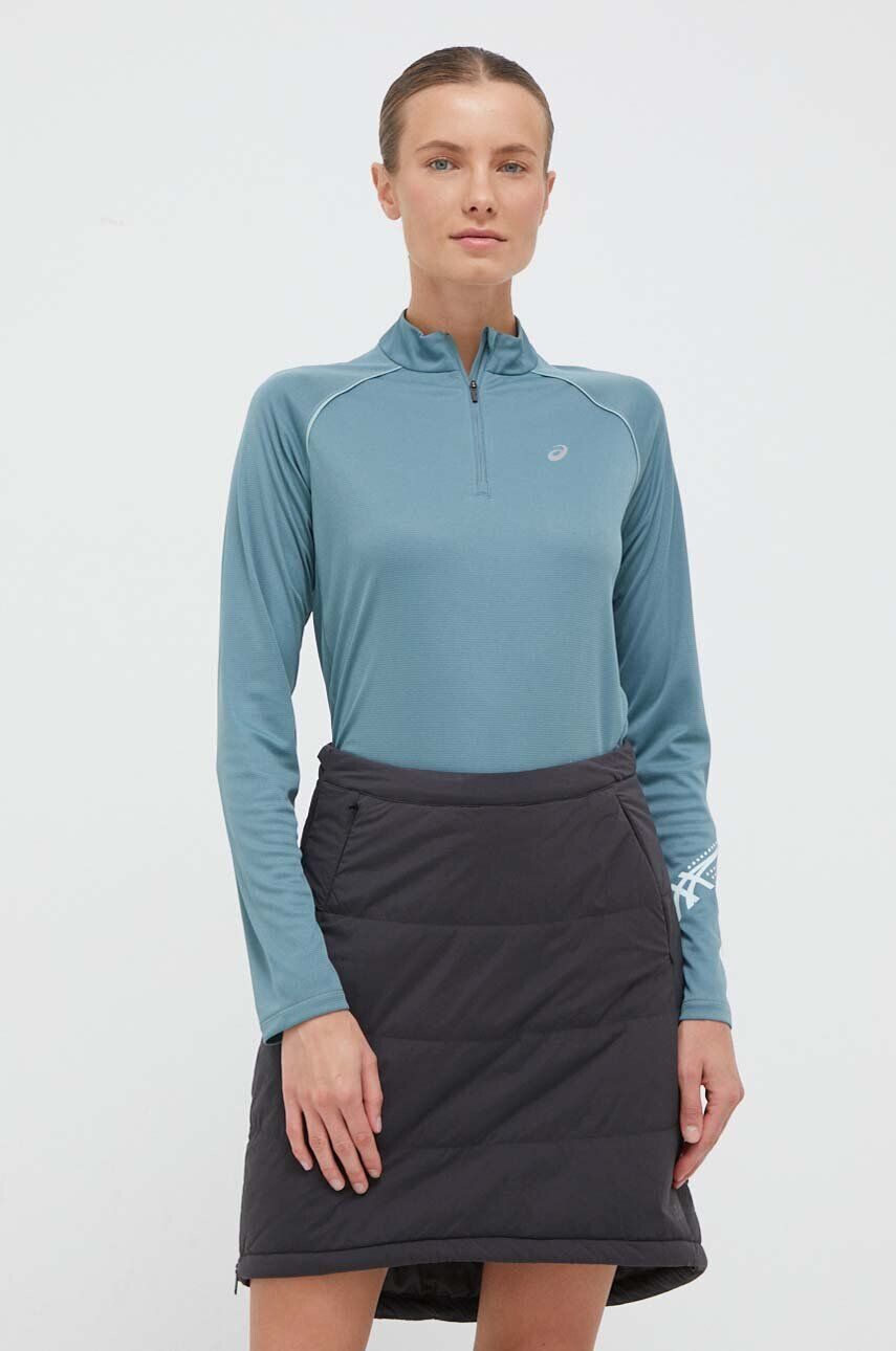 Asics longsleeve pentru alergare Icon culoarea verde cu turtleneck - Pled.ro