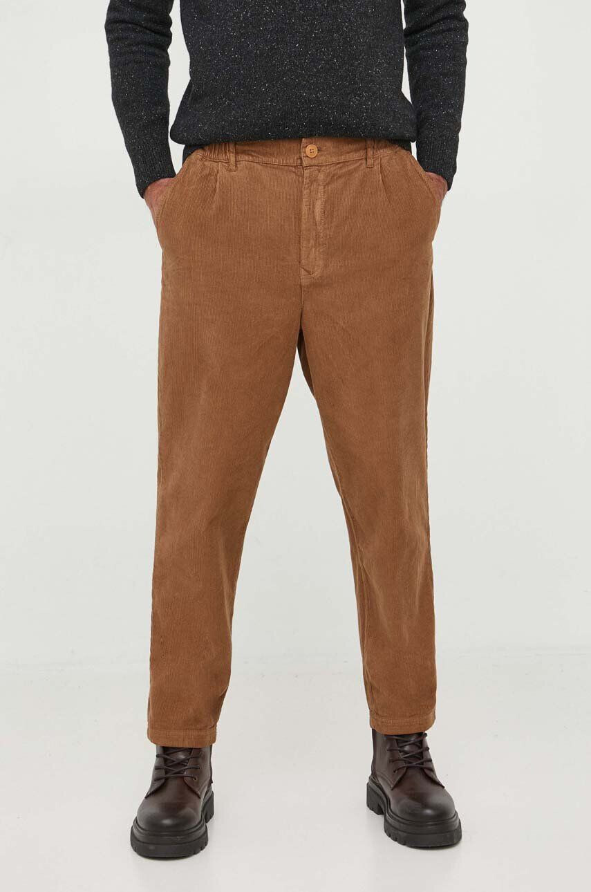 Barbour pantaloni de catifea cord culoarea maro drept - Pled.ro