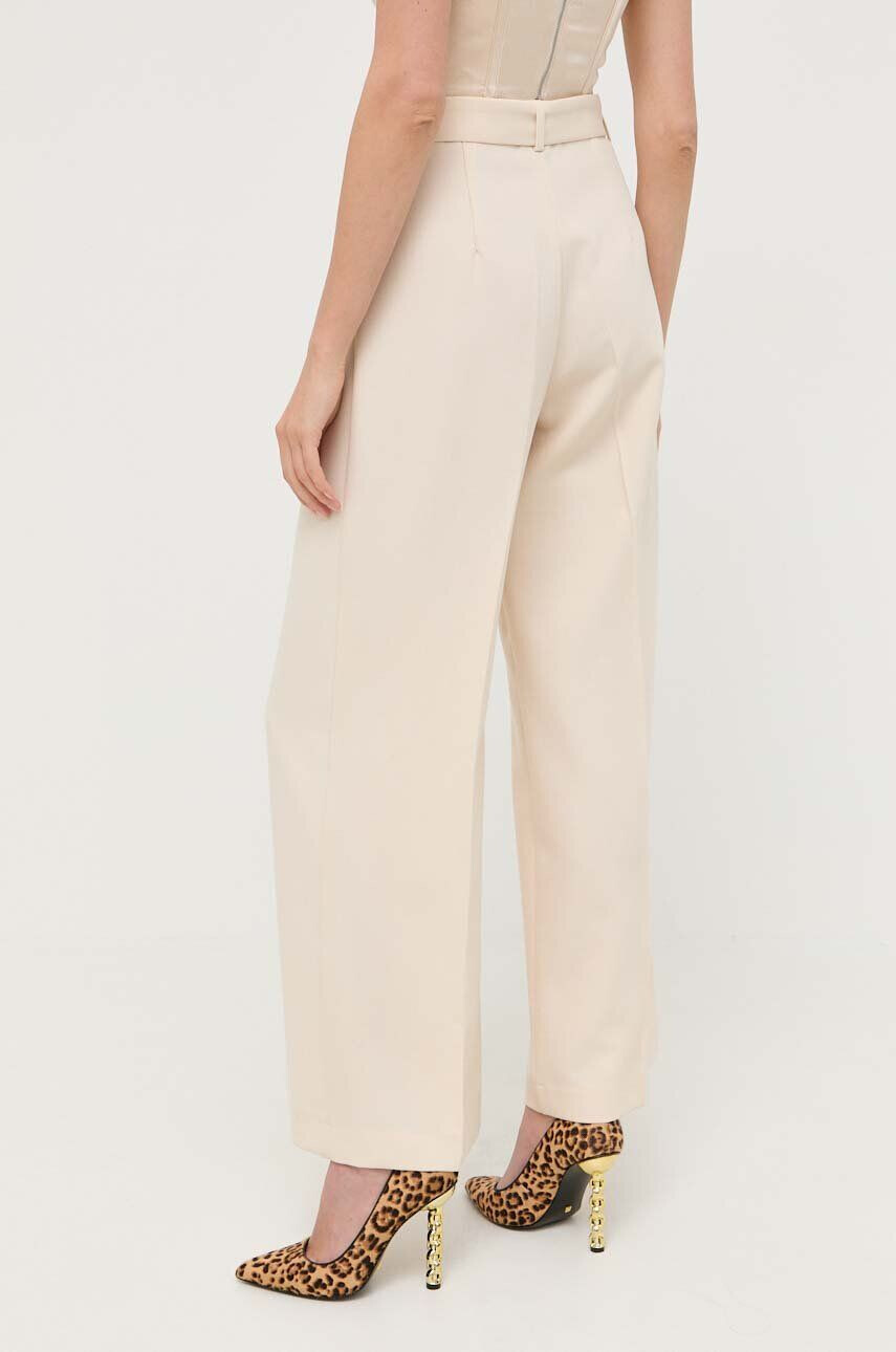 Bardot pantaloni femei culoarea bej lat high waist - Pled.ro