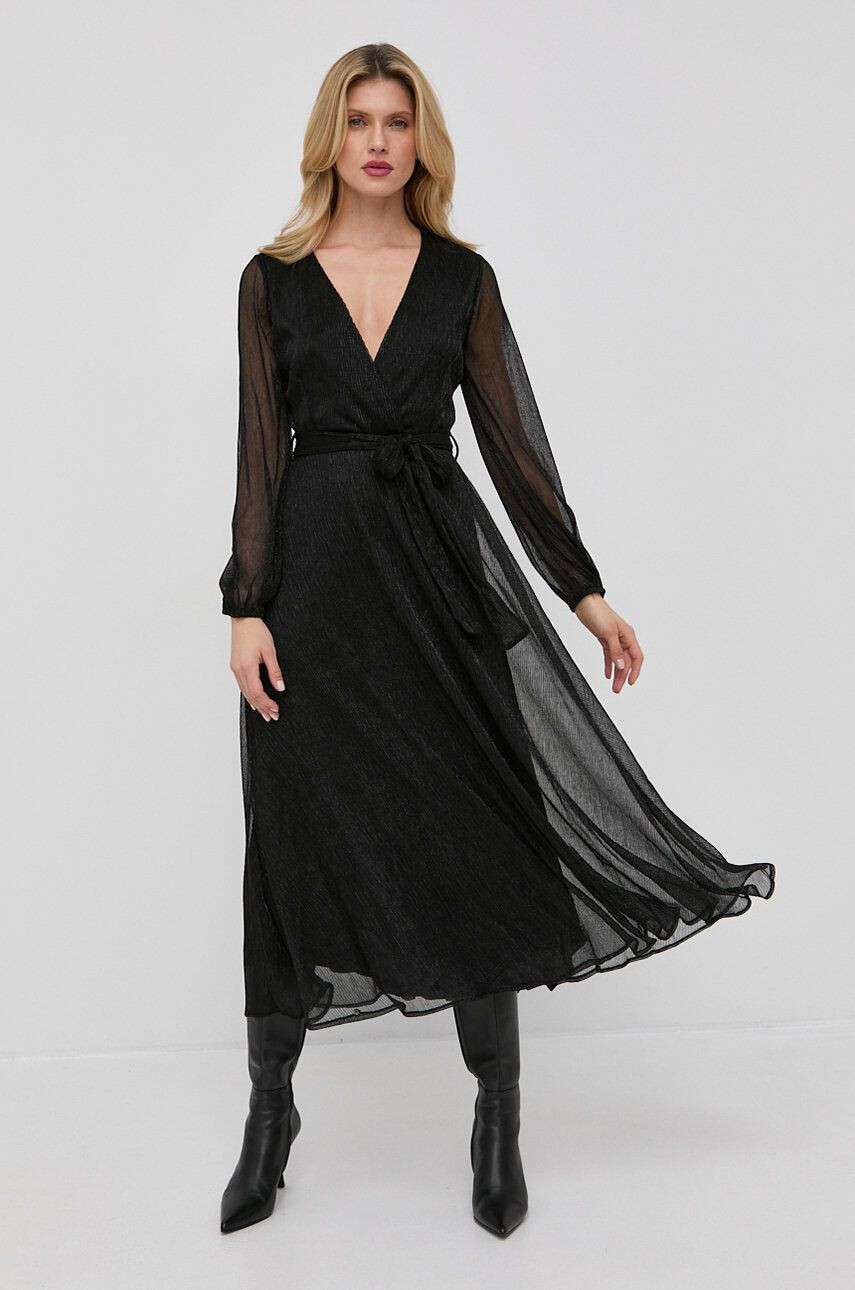 Bardot rochie culoarea negru maxi drept - Pled.ro