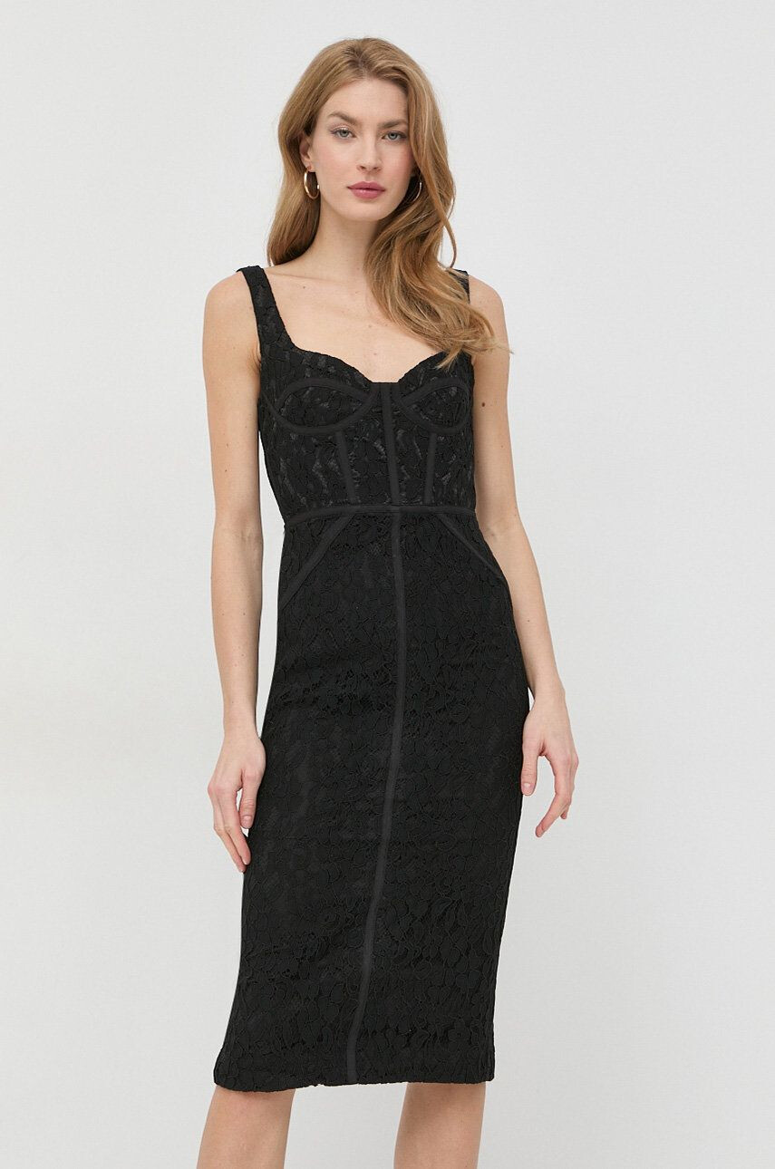 Bardot rochie culoarea negru mini mulata - Pled.ro