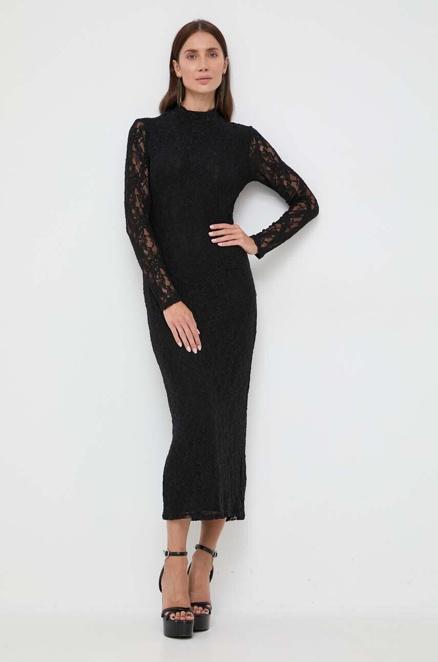 Bardot rochie culoarea negru maxi mulata - Pled.ro